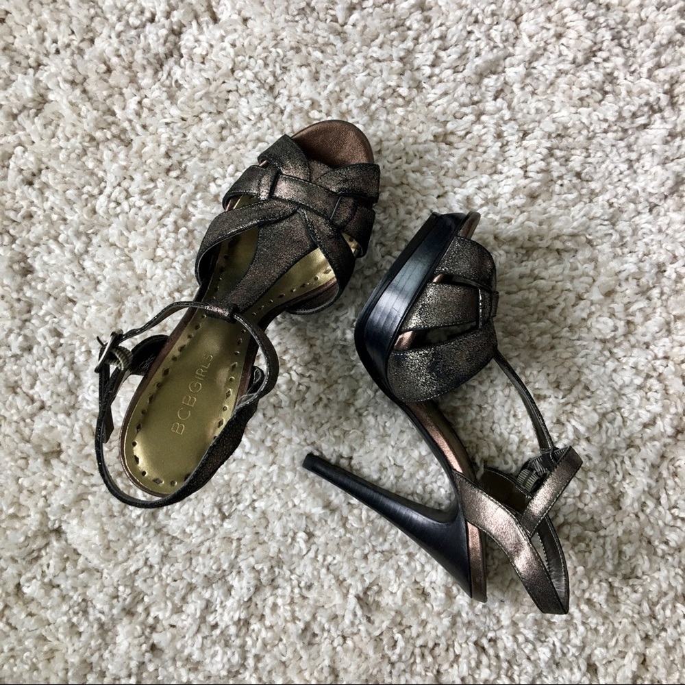 BCBGIRLS Strappy Stiletto Sandals Tribute 6.5
